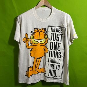 Vintage Garfield T-Shirt Mens Large White 90s Double Sided Graphic Jim Davis
